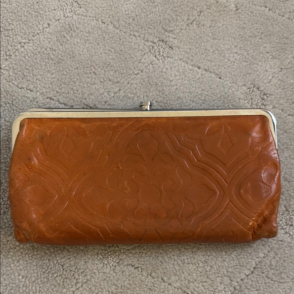 Hobo Orange Leather Embossed Wallet